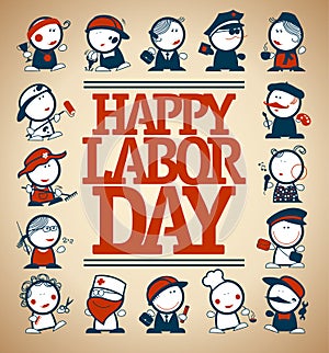 Happy labor day card design, vector illustration