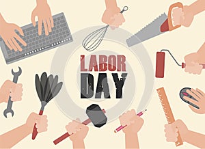 Happy Labor Day Celebration. Happy Labor Day Postcard or Poster or Flyer Template. Happy Labor Day Vector Illustration.