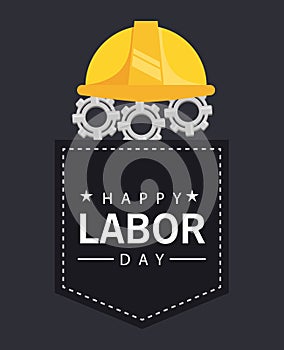 Happy labor day celebration with helmet and gears