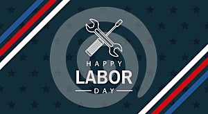 Happy labor day celebration with wrench and screwdriver crossed