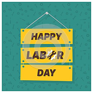 Happy Labor Day on Green Patterened Background