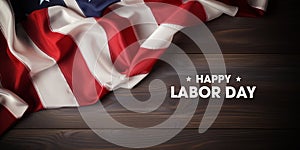 Happy Labor Day greeting banner, usa flag