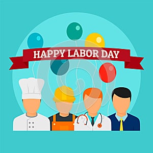 Happy labor day holiday background, flat style