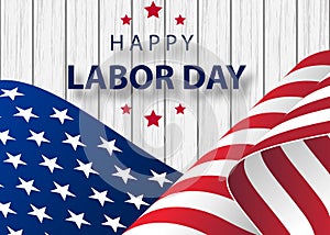 Happy Labor Day holiday banner with brush stroke background in United States national flag