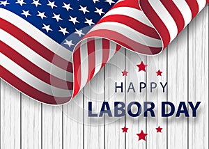 Happy Labor Day holiday banner with brush stroke background in United States national flag