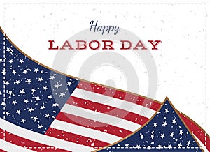 Happy Labor Day. Holiday greeting card with United States national flag. Flat vector illustration EPS10