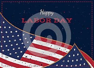 Happy Labor Day. Holiday greeting card with United States national flag. Flat vector illustration EPS10