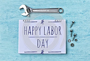 Happy Labor Day message on blank white card