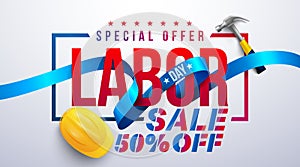 Happy Labor Day poster.USA labor day celebration with blue ribbon.Sale promotion advertising Brochures,Poster or Banner for