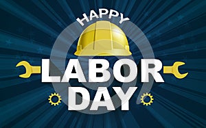 Happy Labor day poster with yellow safety helmet.