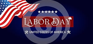 Happy Labor Day United States Of Ameria with flag Text illustration Design