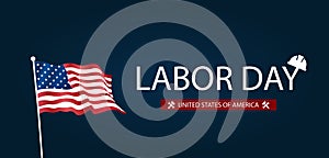 Happy Labor Day United States Of Ameria with flag Text illustration Design