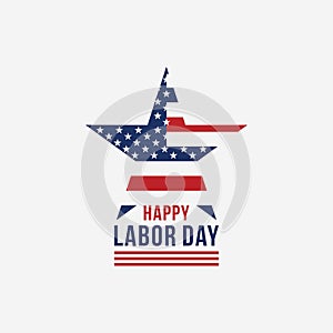 Happy Labor Day vector greeting card or invitation card. Illustration of an American national holiday with a US flag. American