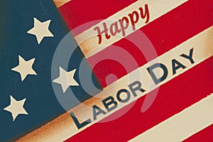 Happy Labor Day word message on red, white and blue