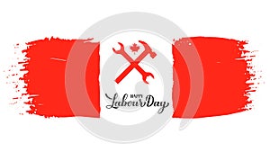 Happy Labour Day calligraphy hand lettering with Canadian flag. Holiday in Canada typography poster. Vector template for banner,