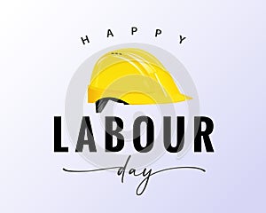 Happy Labour Day card with yellow helmet