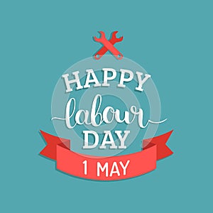 Happy Labour Day illustration concept with wrenches.1st of may vector background. International Workers day logo design. photo