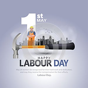 happy Labour day or international workers day vector illustration. labor day and may day celebration design