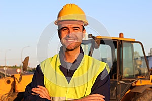 Happy labourer smiling close up