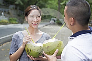 Happy Lady With Coconut