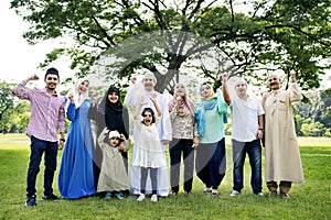 A happy large Muslim family photo