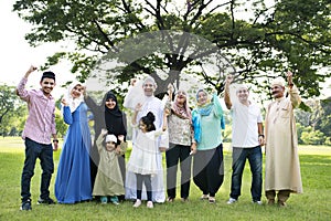 A happy large Muslim family photo
