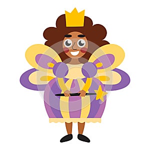Happy latino girl in fairy princess costume for Halloween vector illustration
