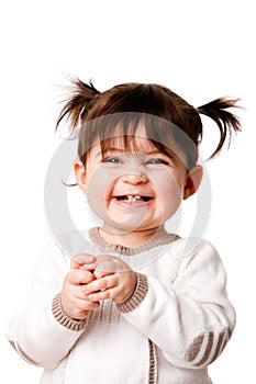 Happy laughing baby toddler girl