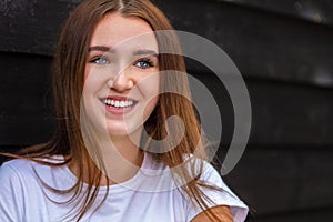 Happy Laughing Female Teenager Girl Young Woman