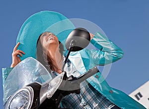 Happy laughing moped