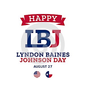 Happy LBJ Lyndon Baines Johnson Day August 27 Monogram Typography Logo Design Template