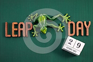 Happy Leap Day on 29 February with Jumping Frog photo