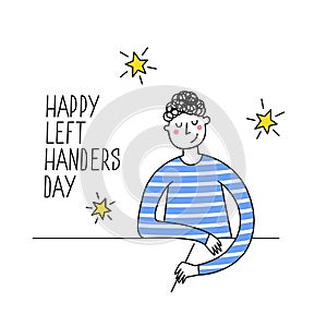 Happy Left-handers Day. August 13, International Lefthanders Day greeting card.