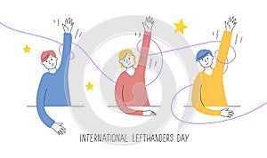 Happy Left-handers Day greeting card. Congratulate your lefty friend. August 13, International Lefthanders Day. photo