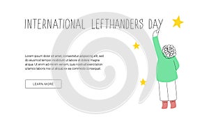 Happy Left-handers Day web banner template. August 13, International Lefthanders Day. photo