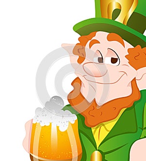 Happy Leprechaun Drinking Beer