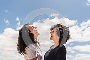 Happy Lesbian Couple Smiling Portrait