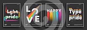 Happy LGBT pride colorful backgrounds with gradient lines for flyer, poster, brochure, typography or other printing products