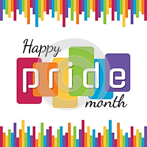 Happy lgbt pride month banner with typography text on abstract modern sharp rainbow Sticks background vector design