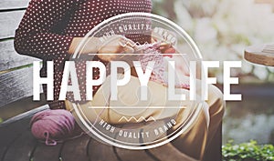 Happy Life Enjoyment Fun Hobby Knitting Concept