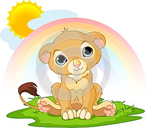 Happy lion cub