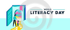 World literacy day web banner for kids education photo