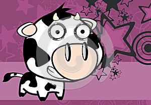 Happy little big head cow expression background
