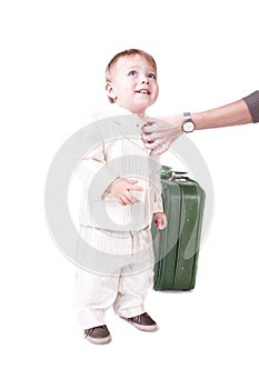 Happy little boy isolated on white background