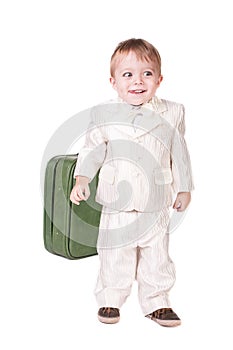 Happy little boy isolated on white background