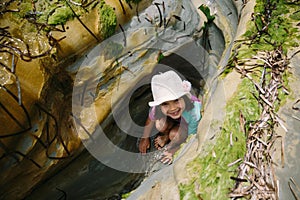 happy little girl on summer vacation Corfu island