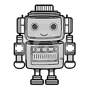 Happy little robot cartoon character generative AI illustration
