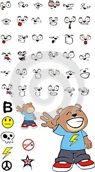 Happy little teddy bear kid cartoon expressions set