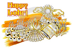 Happy Lohri background for Punjabi festival