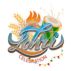 Happy Lohri background for Punjabi festival celebration